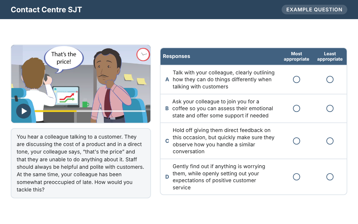 Example from the Contact Centre SJT
