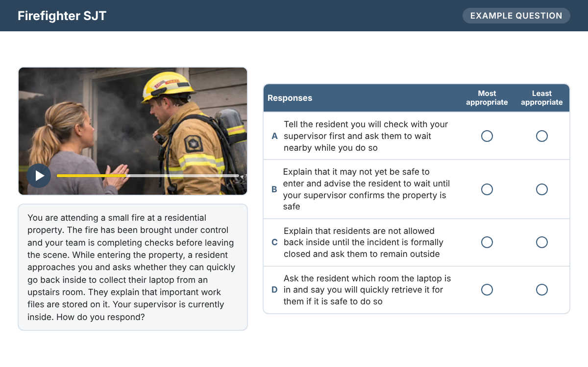 Example from the Firefighter SJT