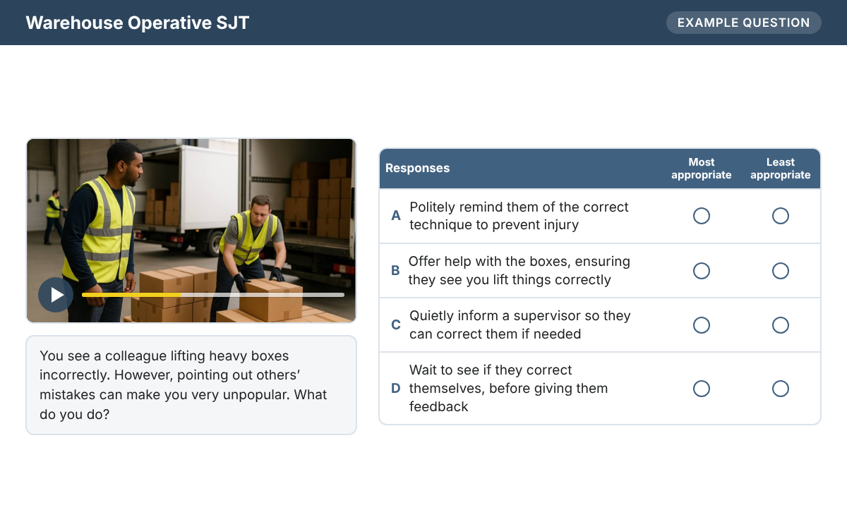 Example from the Warehouse Operative SJT
