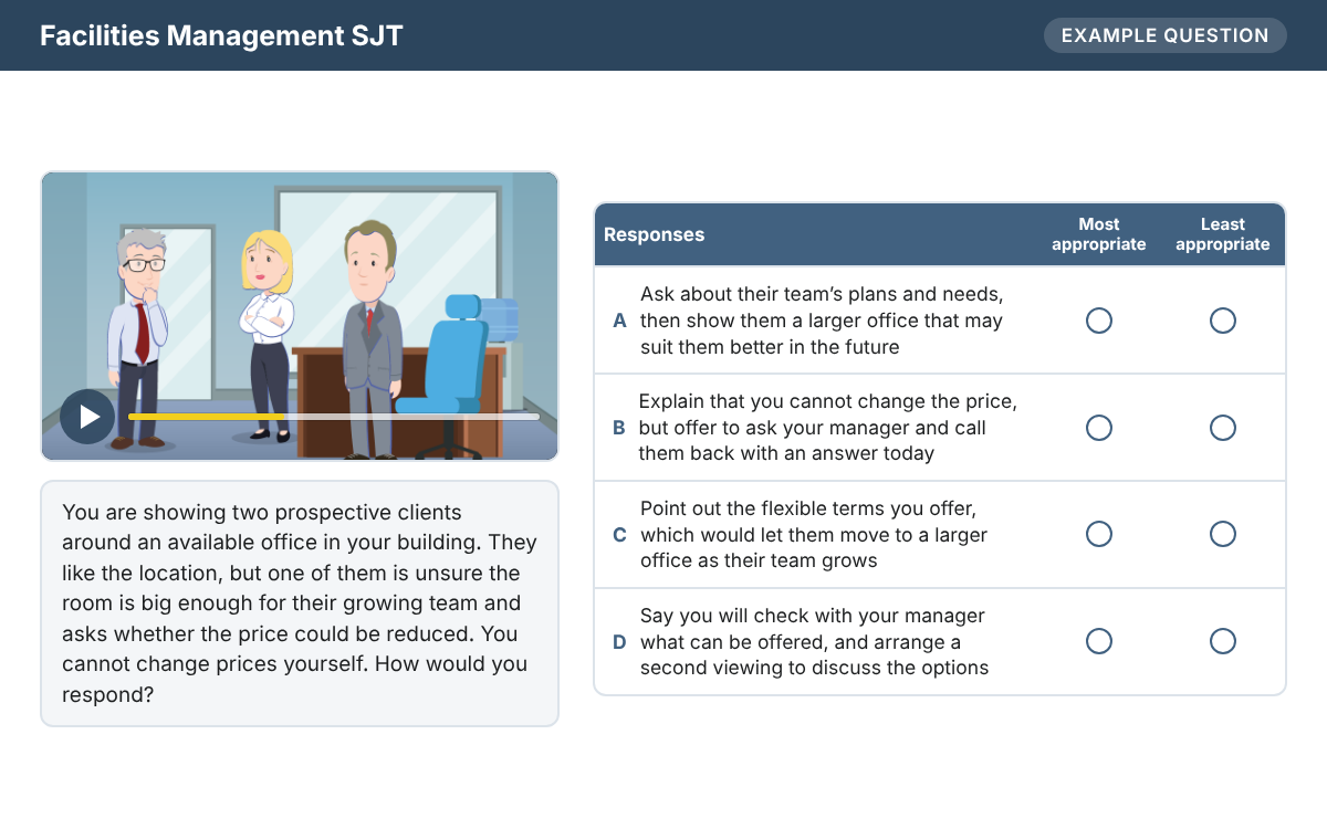 Example from the Facilities Management SJT