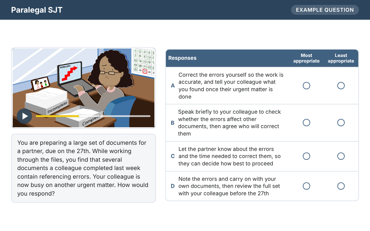 Example from the Paralegal SJT