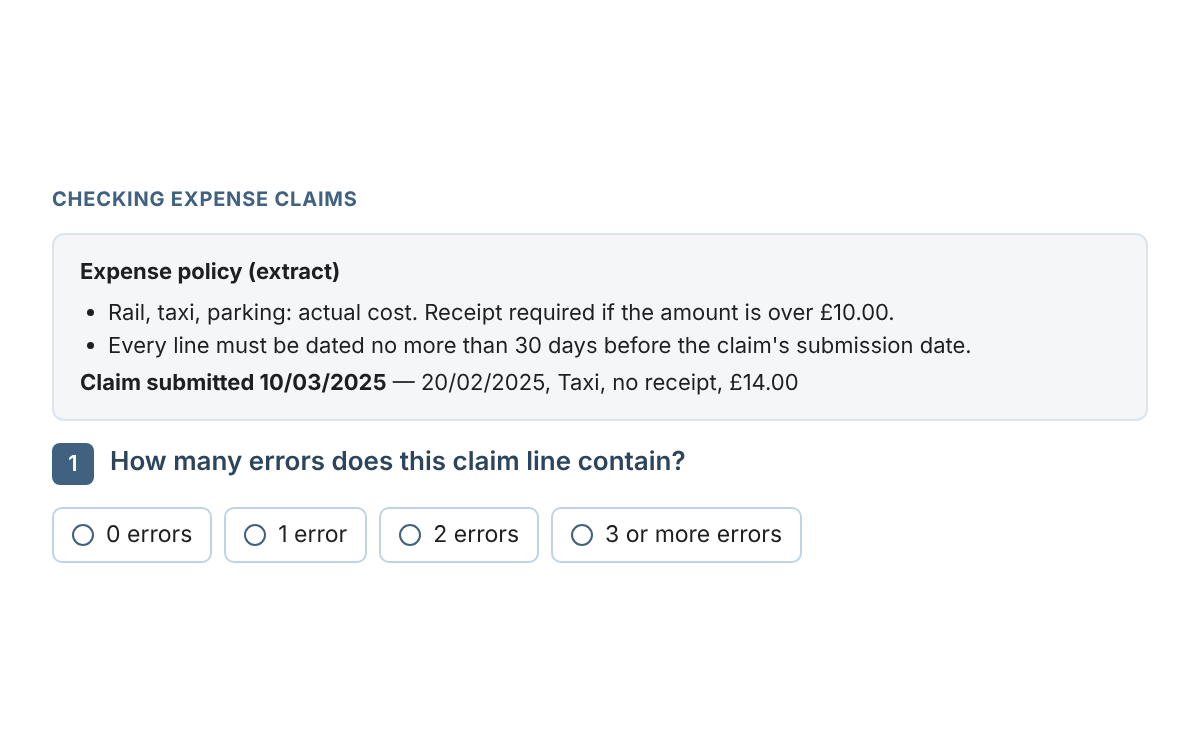 Example from the Accountancy Comprehension Test