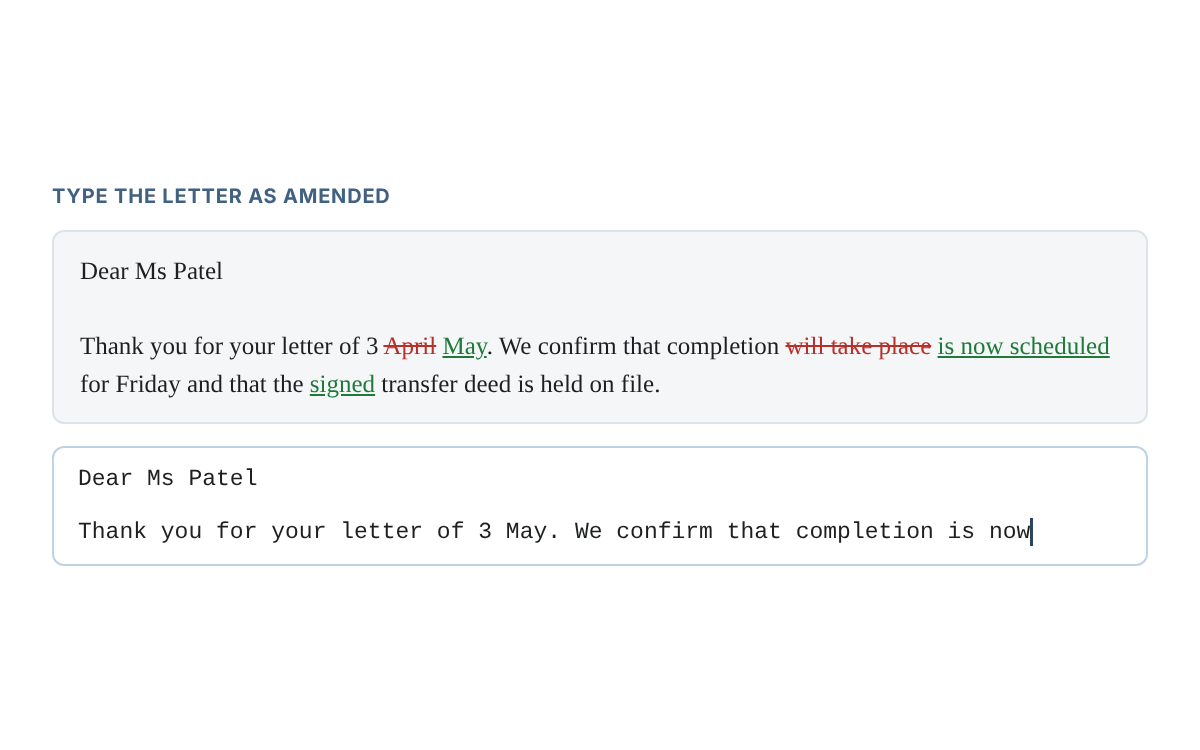 Example from the Legal Copy Typing Test