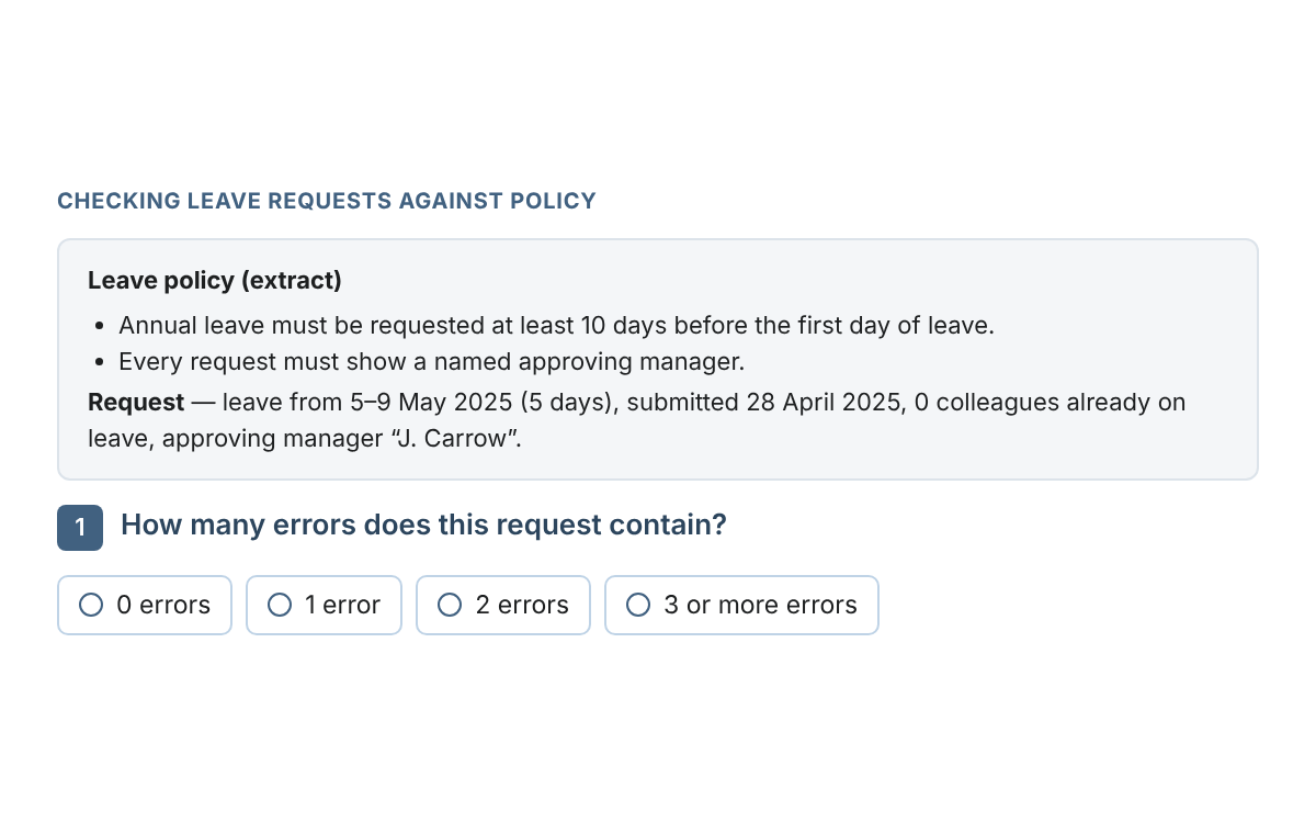 Example from the HR Graduate Comprehension Test
