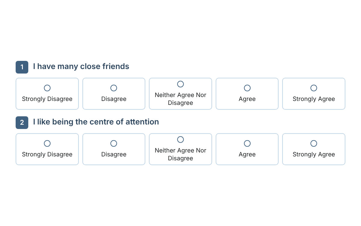 Example from the Development Dimensions Personality Test