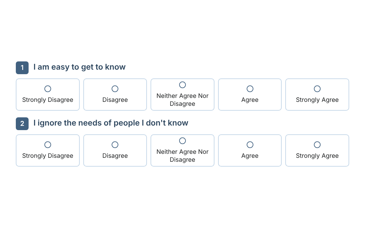Example from the Talent Dimensions Personality Test