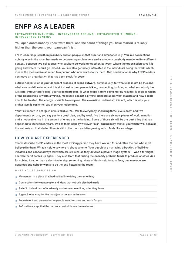 Leadership Report page