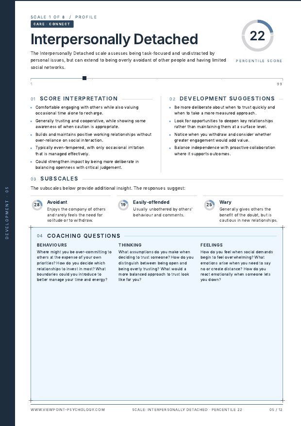 A page from the sample Development Report