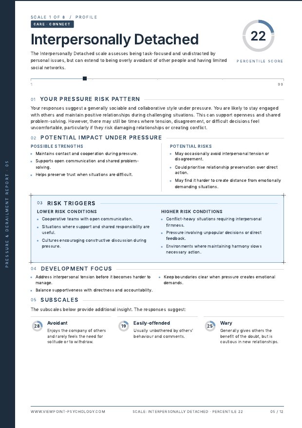 A page from the sample Pressure & Derailment Report