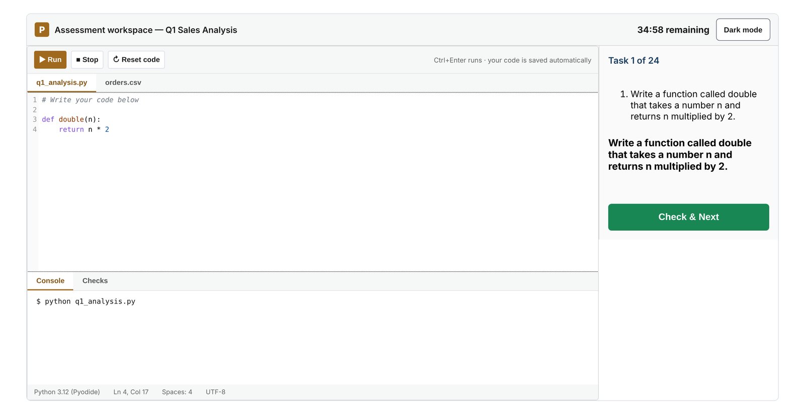 Example from the PyCheck (Python Coding Test)